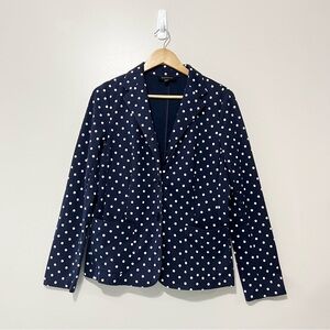 Talbots Navy Blue Polka Dot Blazer Size Medium Preppy Academia Career Jacket